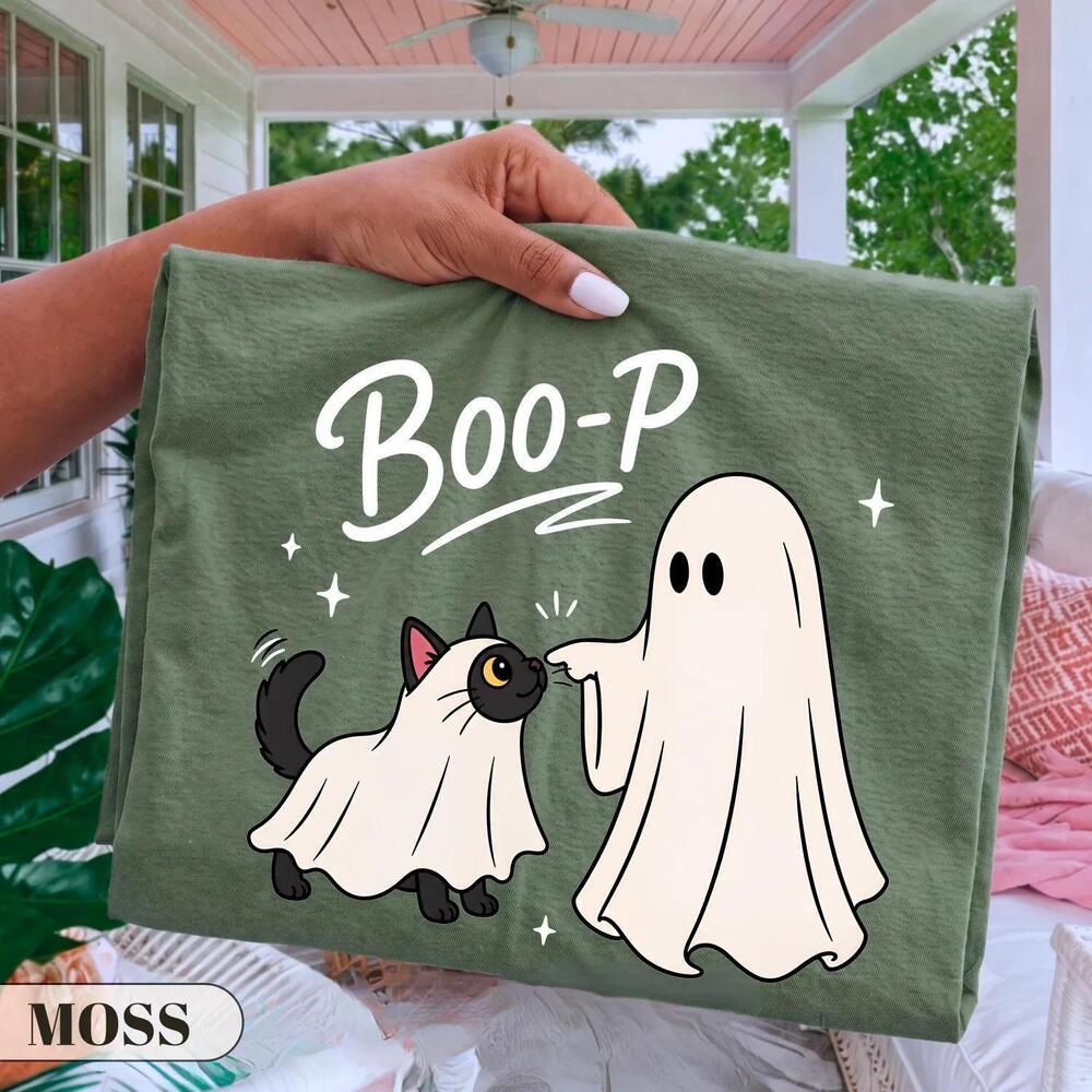 Black Cat Mom S Shirt Ghost Boop Graphic Pet Lover Gift Cute Spooky Feline